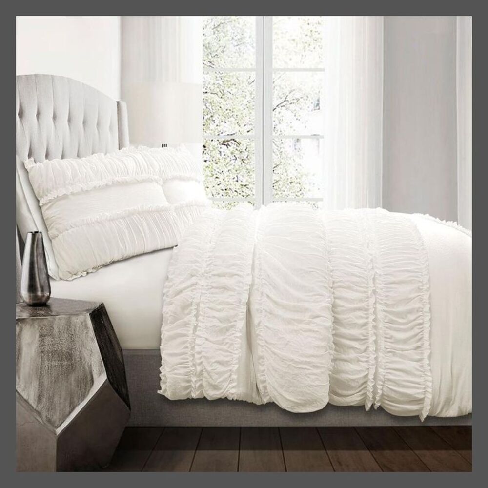 Open Box - Lush Decor - Full/Queen Nova Ruffle Comforter Set White - Lush  White